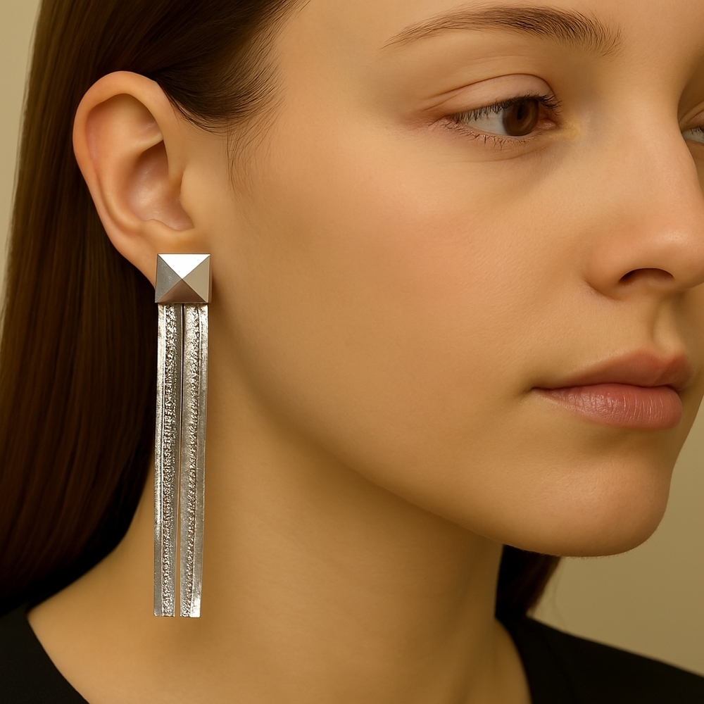 Bold Element Silver tone fringed Post Drop Earrings - Women's Fashion Jewelry